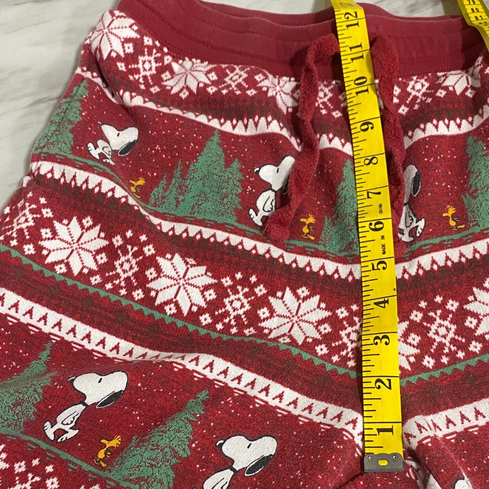 American Eagle x Peanuts Red Snoopy Christmas Jogger Sweat Pants M Fair Isle - Picture 8 of 11